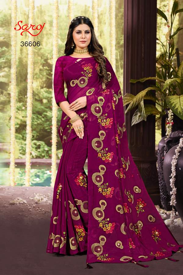 Saroj Ashwini Embroidery Festive Wear Wholesale Designer Sarees
